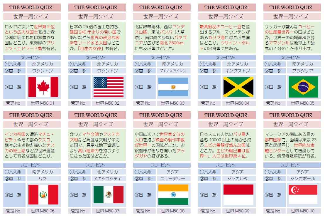 世界一周クイズカード ワールドクイズ で世界に目を向ける わくわく教材ランド
